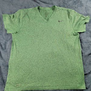 Nike Mens XL Green Shirt V Neck Short Sleeve Athletic Lightweight Casual Outdoor